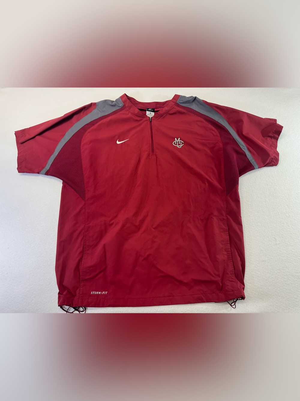 Nike Red & Gray Lightweight Storm-FIT Half-Zip Pullover logo